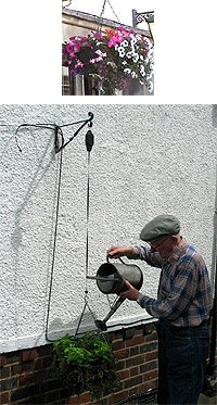 hanging basket watering two picture